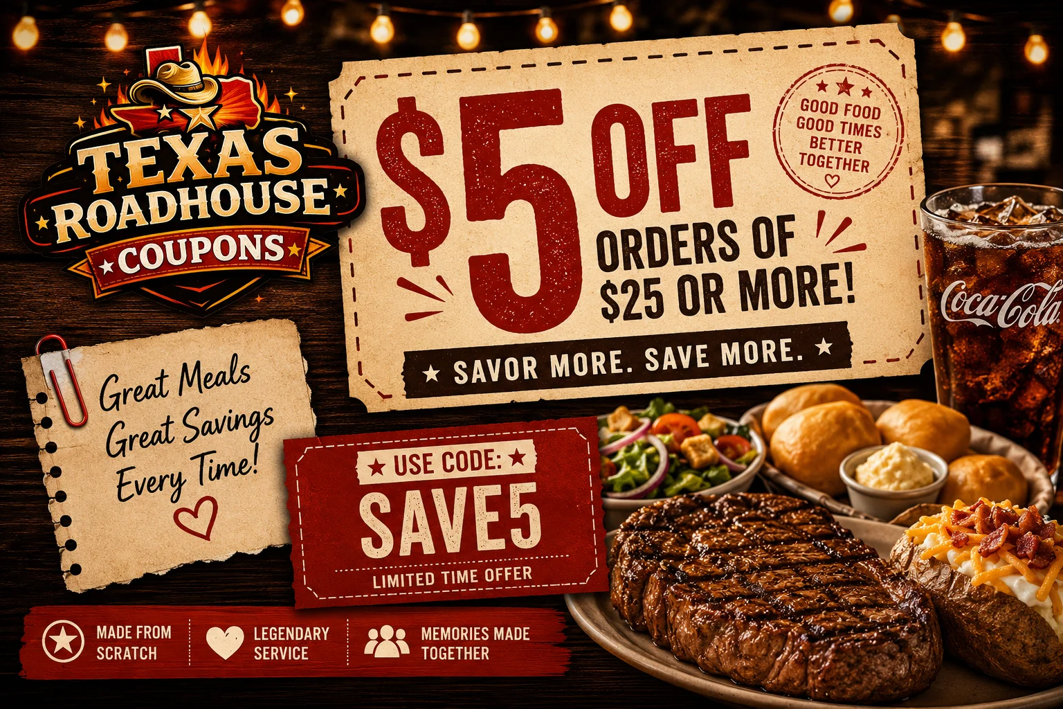 Texas Roadhouse $5 off Coupons